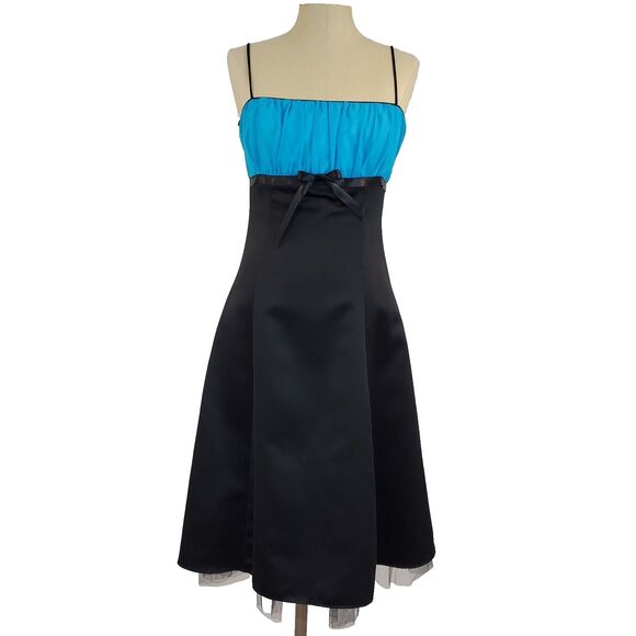 VTG Y2K ZumZum Niki Livas Babydoll Dress Tulle Goth Blue Black Party HoCo 9 / 10 - Picture 1 of 15